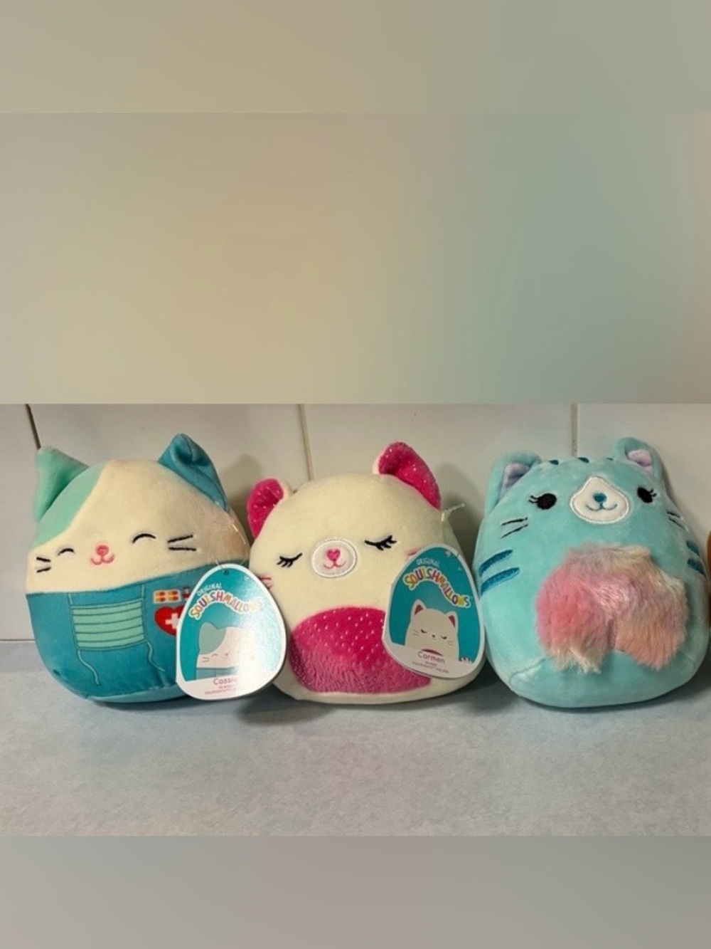 Set of 3 Squishmallow 6” Plush Cats.